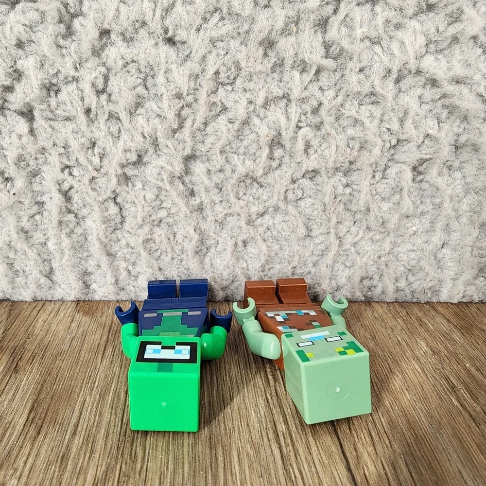 LEGO Minecraft Minifigures Lot Zombie and Drowned Figures Green Blue Brown
